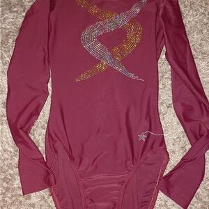 Women's Long Sleeve Maroon gymnastics leotard